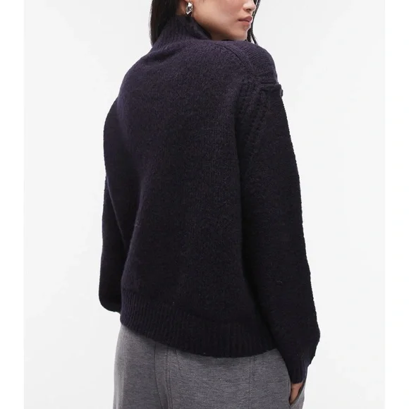 Topshop Dark Navy Women's Turtleneck Sweater - Picture 2 of 10